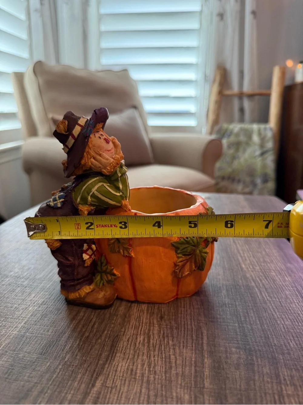 Vintage Fall Scarecrow Pumpkin Planter Tabletop Decor Rustic Harvest